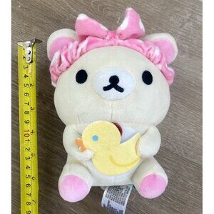 6" HTF San-X Rilakkuma Spa Plush Korilakkuma Small Duckie‎ Headband Pink Duck